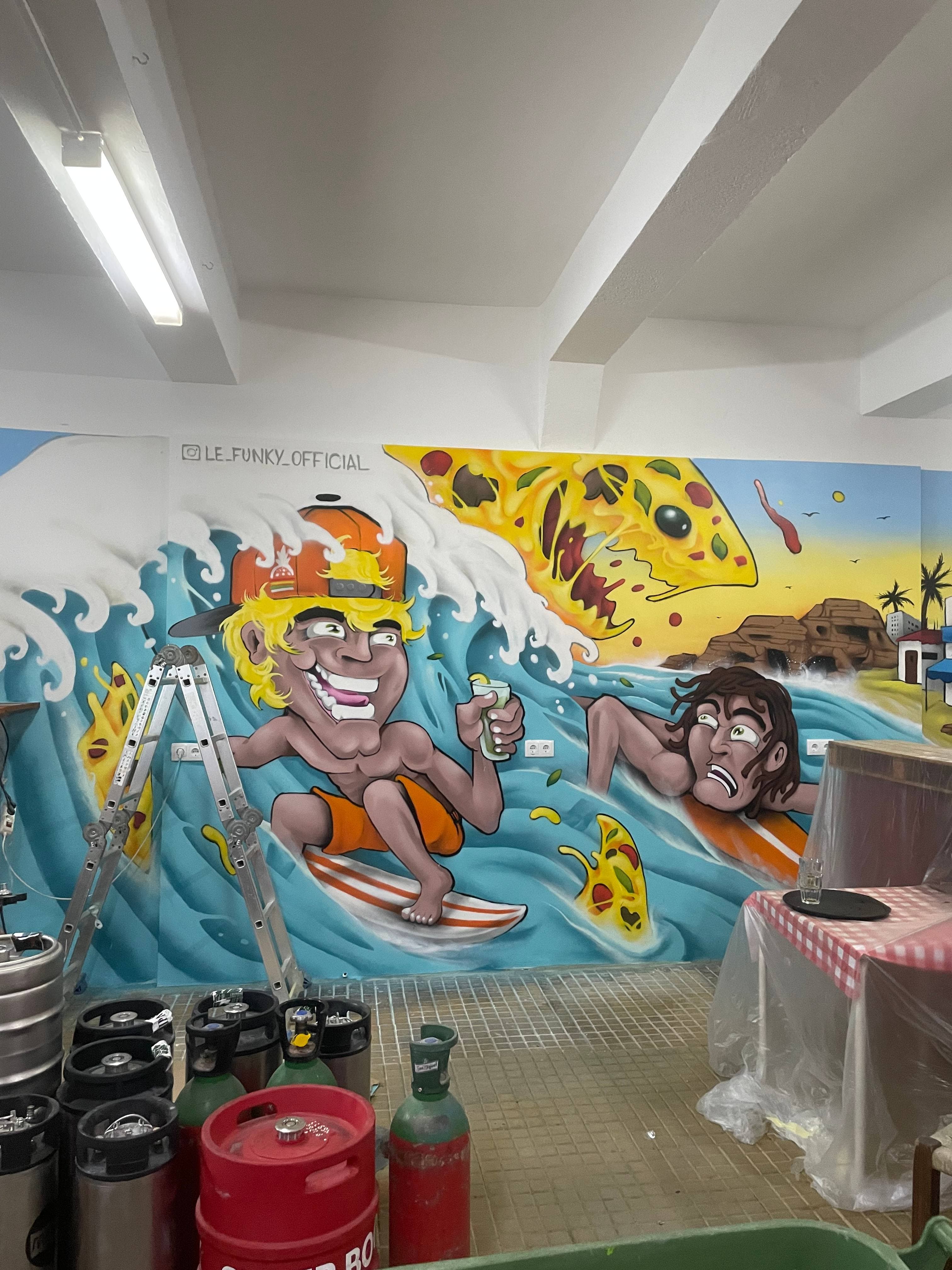 Pizza Shark graffiti, Commission for Pizza garage, Portugal 2025